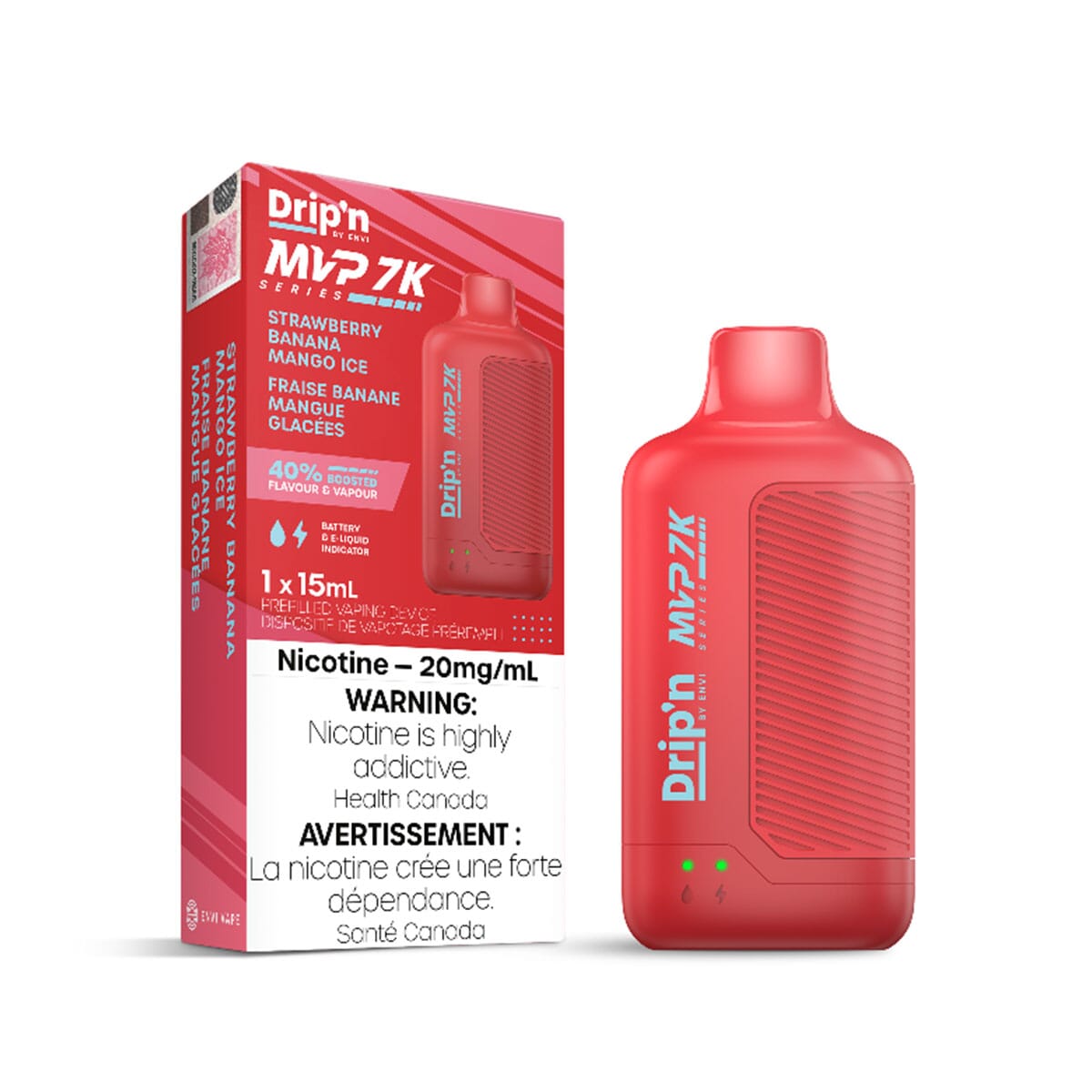 Drip'n by Envi MVP Series Strawberry Banana Mango Iced Disposable Vape Disposable Drip'n
