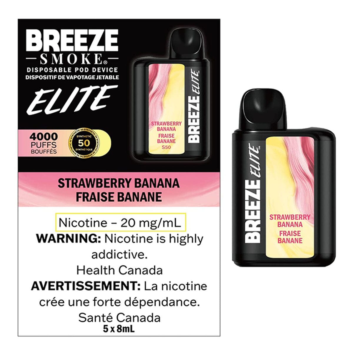 Breeze Elite 4000 Strawberry Banana Disposable Vape Pen Disposable Breeze