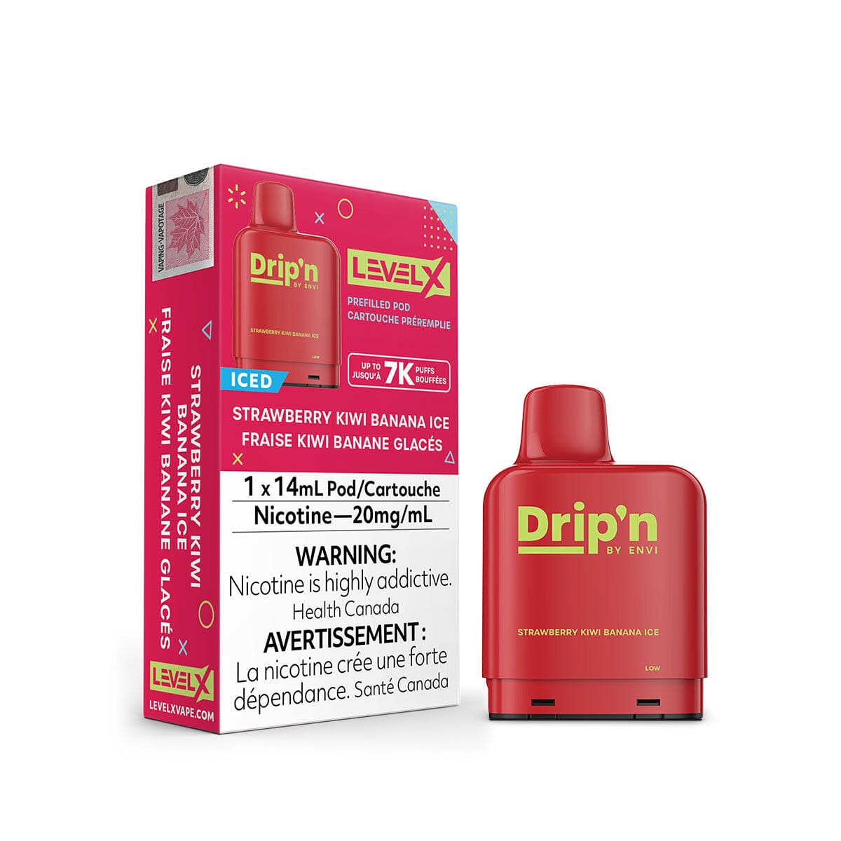 Drip'n Level X Strawberry Kiwi Banana Ice Disposable Vape Pod Disposable Drip'n