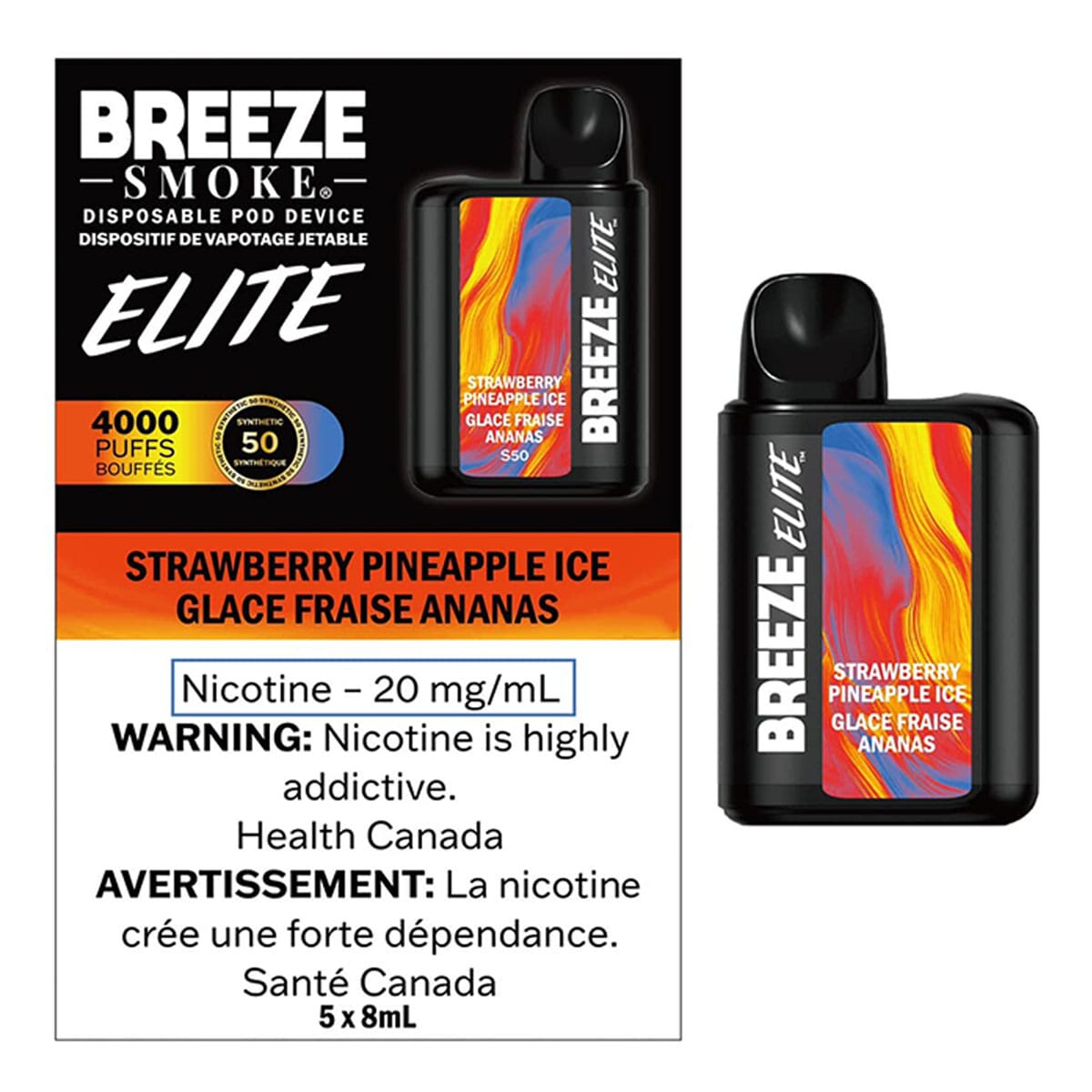Breeze Elite 4000 Strawberry Pineapple Ice Disposable Vape Pen Disposable Breeze