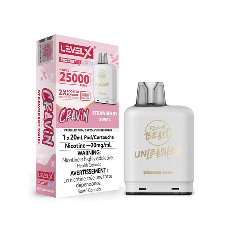 Flavour Beast Unleashed Boost G2 Level X Strawberry Swirl Disposable Vape Pod Disposable Level X