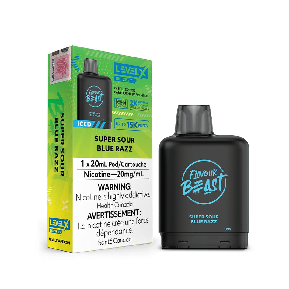 Flavour Beast Boost Level X Super Sour Blue Razz Disposable Vape Pod Disposable Level X