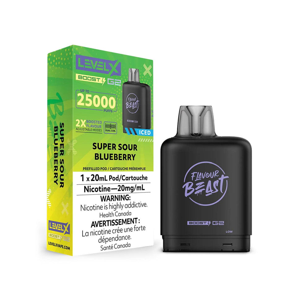 Flavour Beast Boost G2 Level X Super Sour Blueberry Iced Disposable Vape Pod Disposable Level X