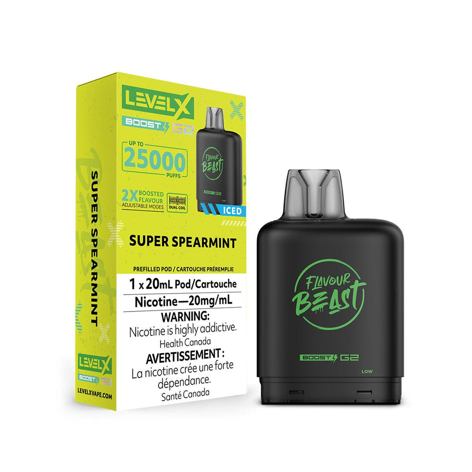 Flavour Beast Boost Level X Super Spearmint Disposable Vape Pod Disposable Level X