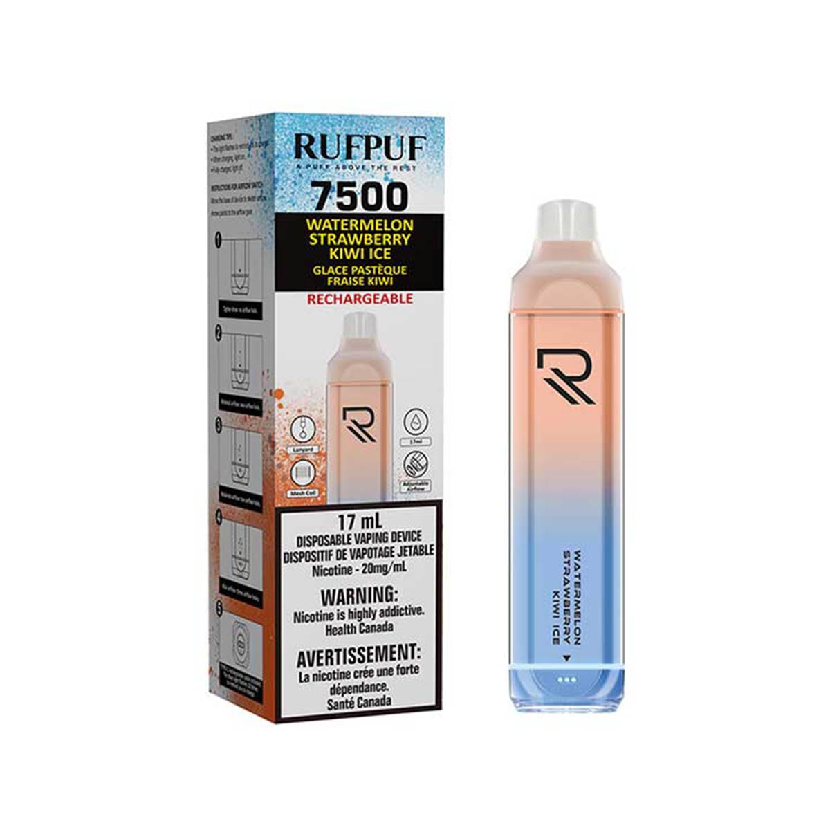 Gcore RUFPUF 7500 Watermelon Strawberry Kiwi Ice Disposable Vape Pen Disposable Gcore RUFPUF 7500