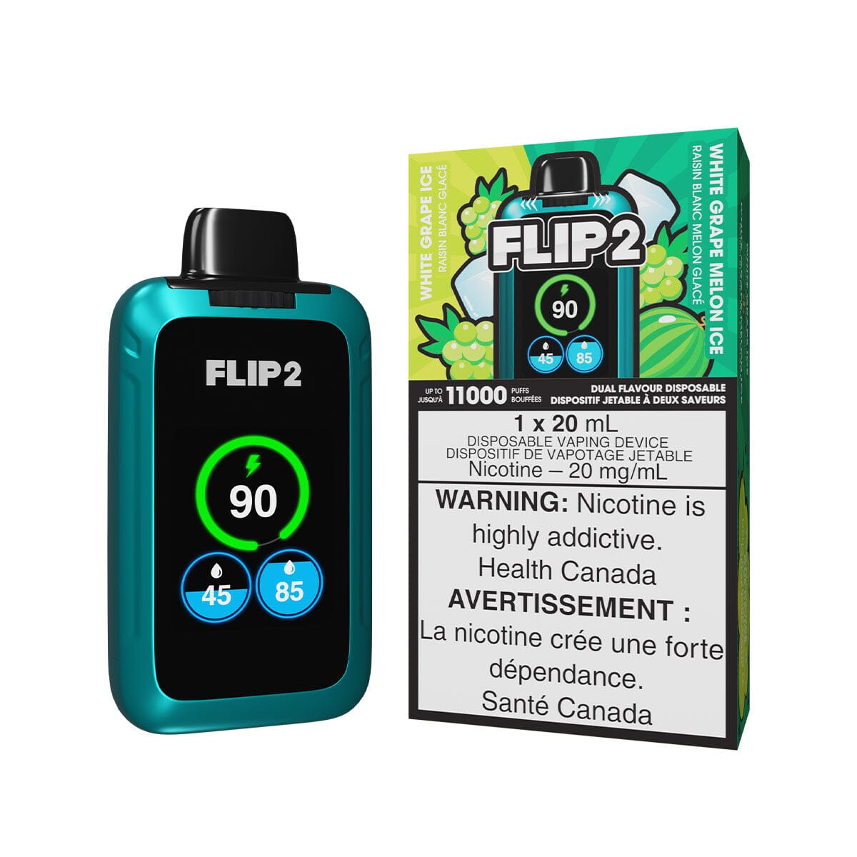 Flip 2 White Grape Ice And White Grape Melon Ice Disposable Vape Disposable Flip Bar