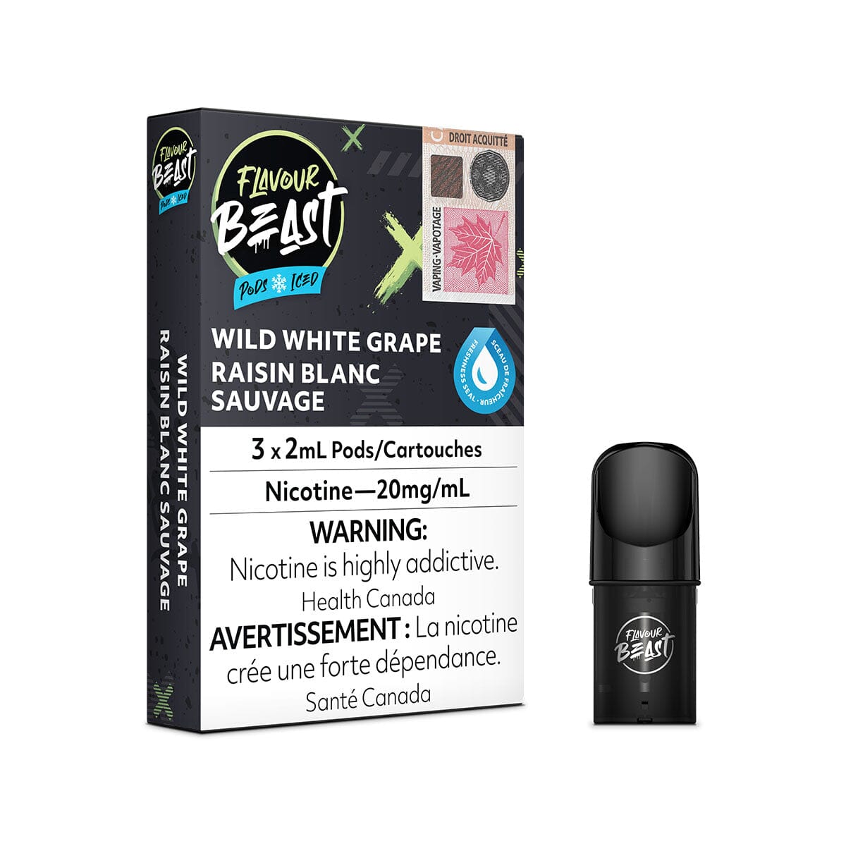 STLTH Compatible Flavour Beast Wild White Grape Iced Vape Pods Pre-filled Pod Flavour Beast