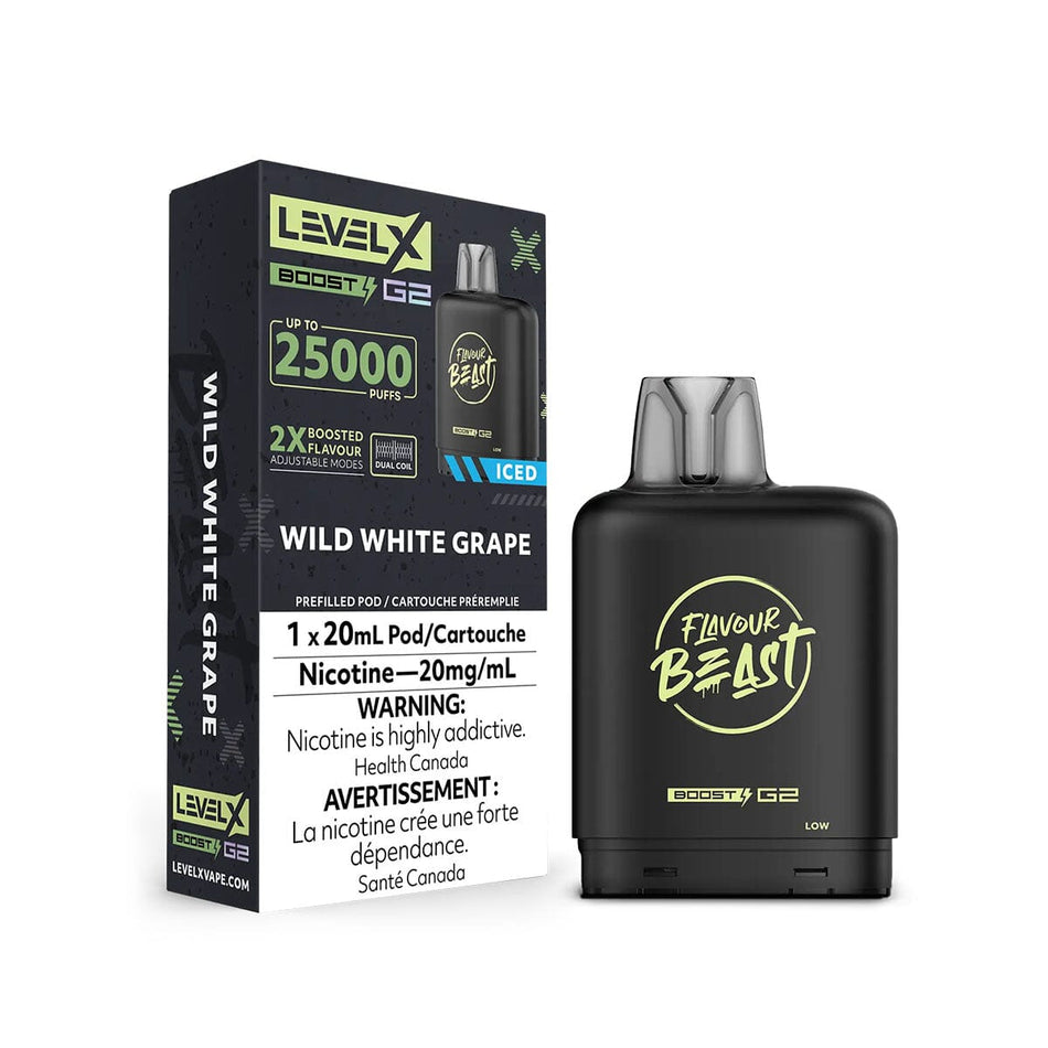 Flavour Beast Boost G2 Level X Wild White Grape Iced Disposable Vape Pod Disposable Level X