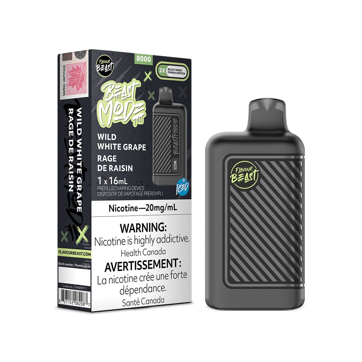 Flavour Beast Beast Mode 8K Wild White Grape Iced Disposable Vape Pen Disposable Flavour Beast