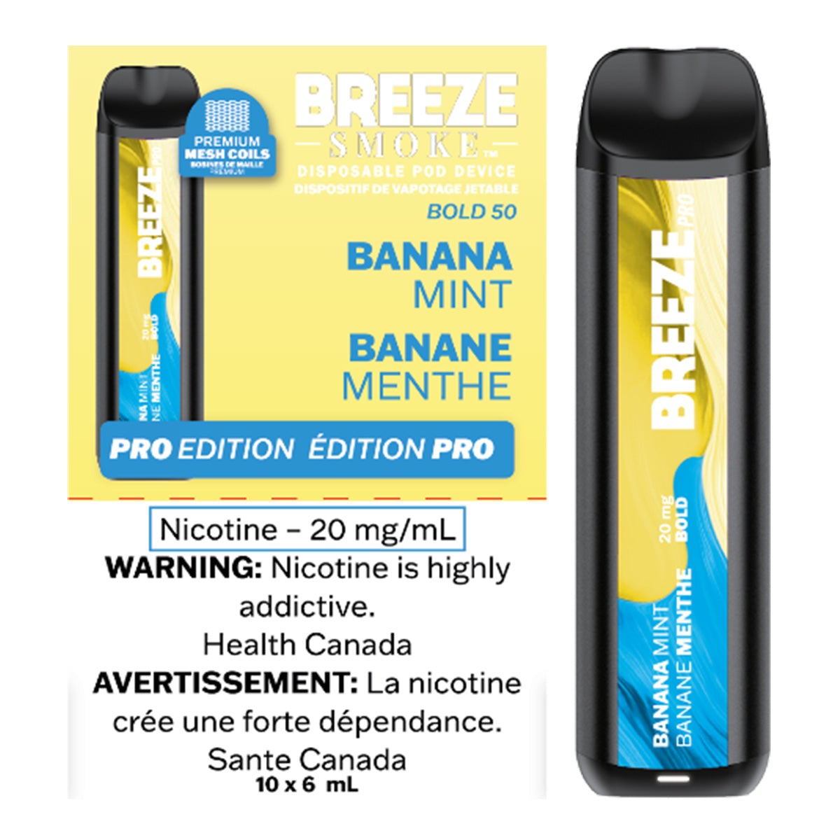 Breeze Pro - Banana Mint Disposable Breeze Smoke 20mg/mL (Bold 50)