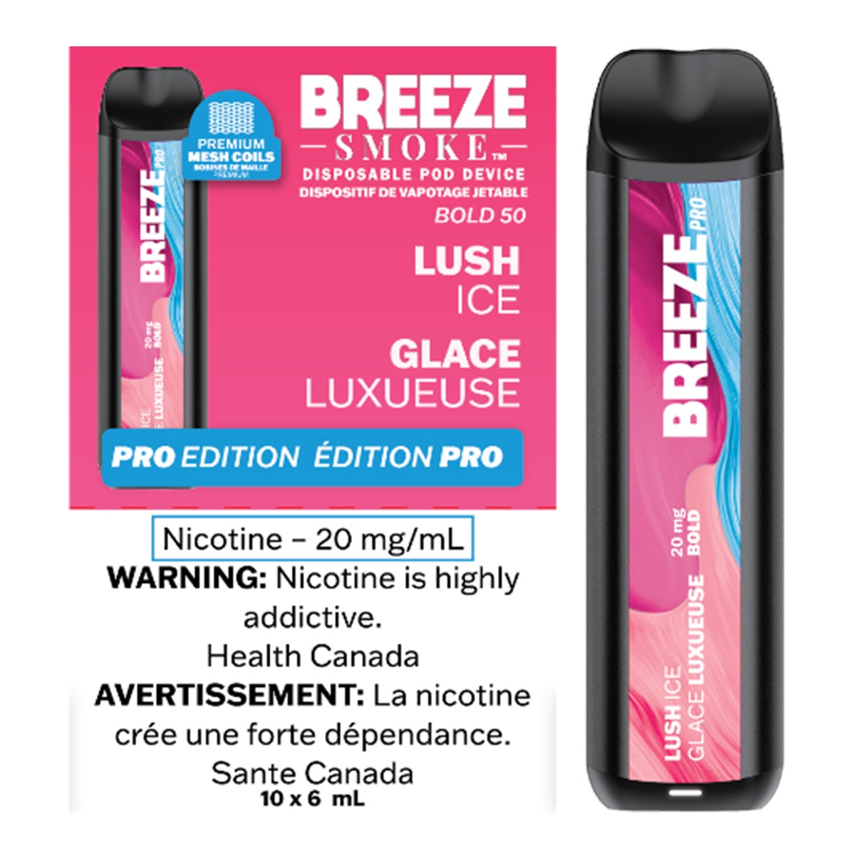 Breeze Pro - Lush Ice Disposable Breeze Smoke 20mg/mL (Bold 50)