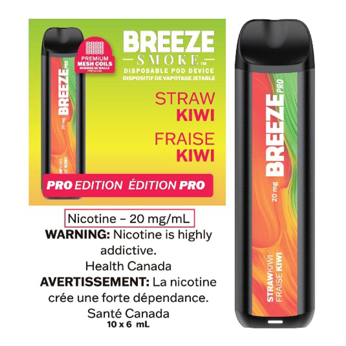 Breeze Pro - Straw Kiwi Disposable Breeze Smoke 20mg/mL