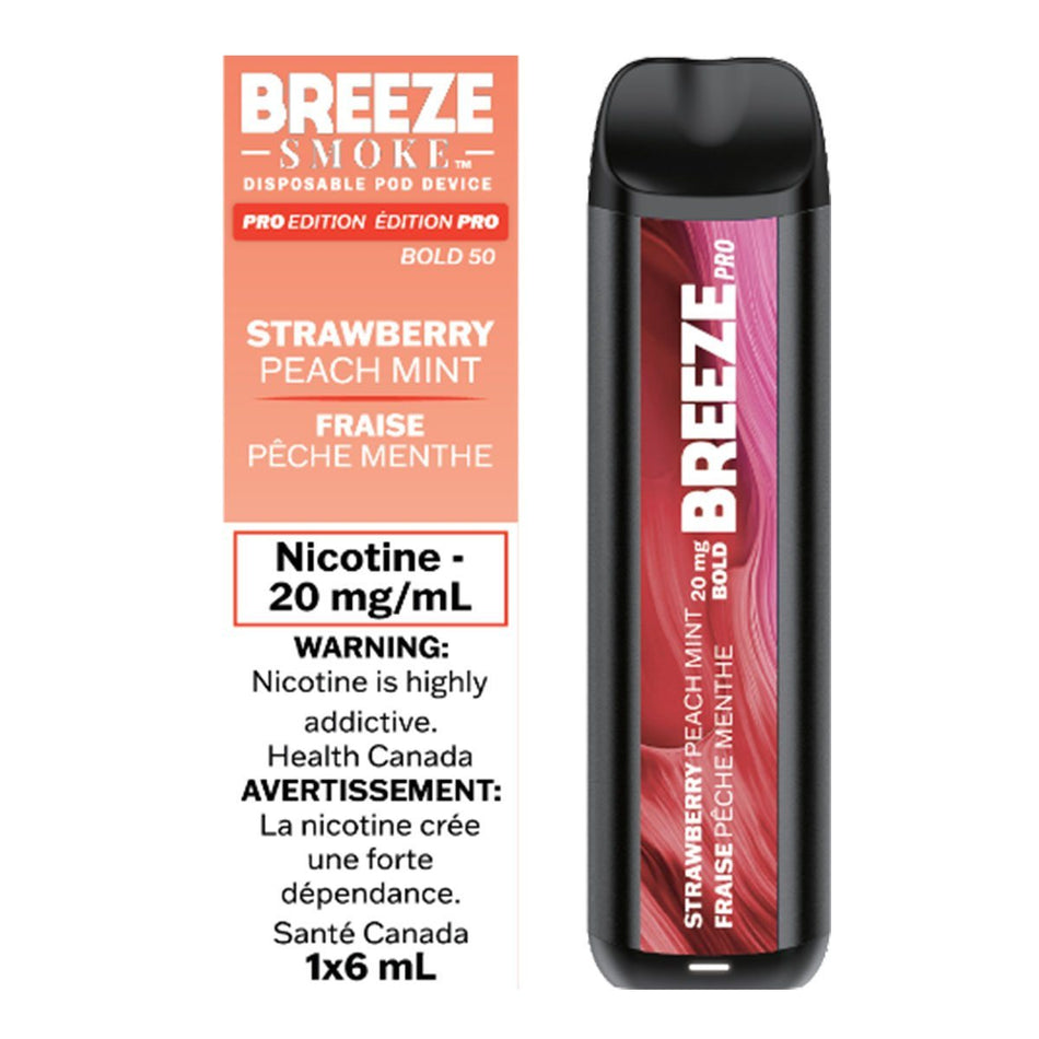 Breeze Pro - Strawberry Peach Mint Disposable Breeze Smoke 20mg/mL (Bold 50)
