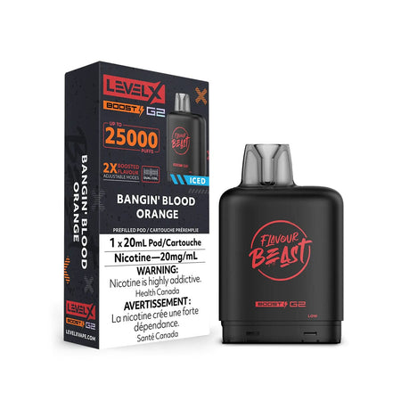 Flavour Beast Boost G2 Level X Bangin' Blood Orange Disposable Vape Pod Disposable Level X 