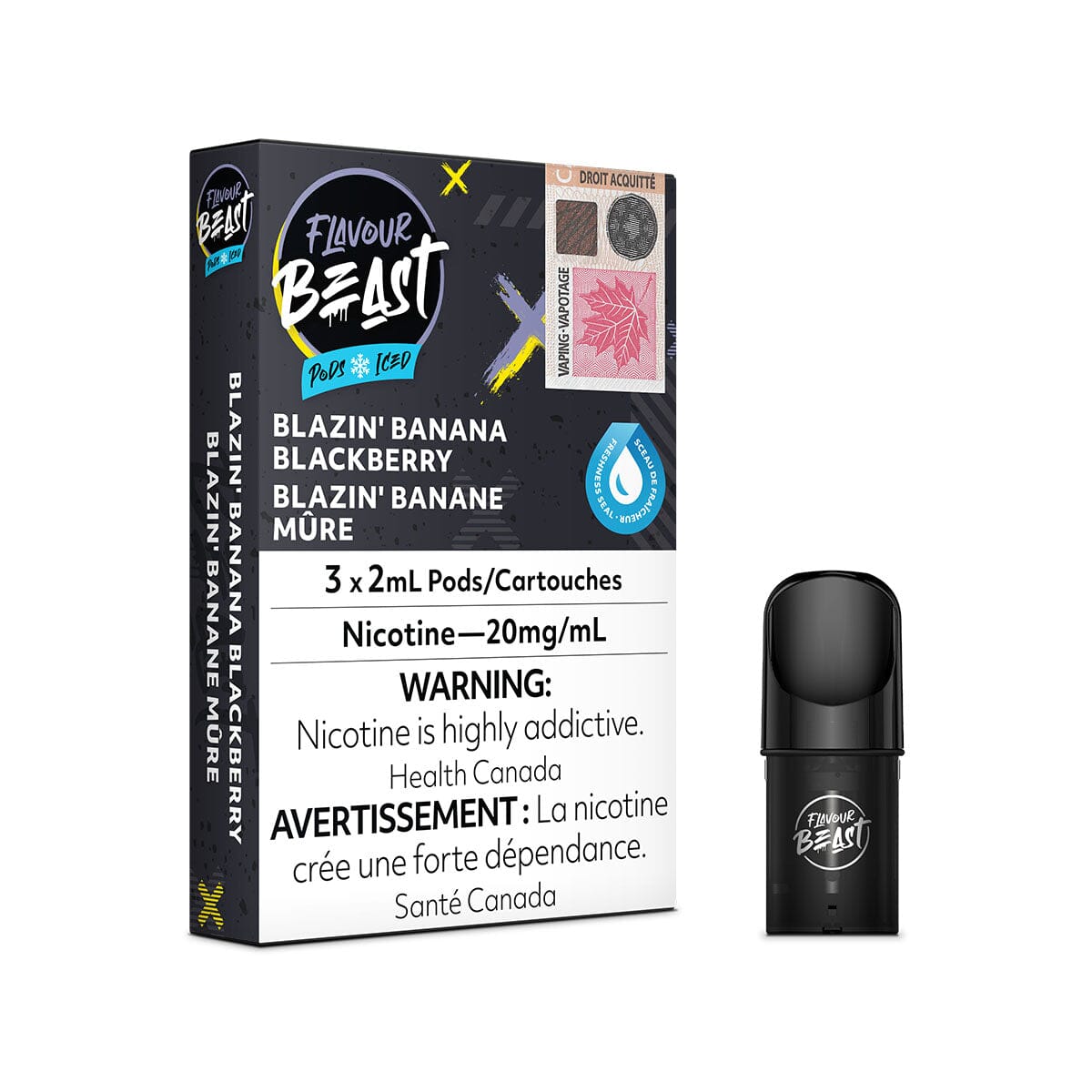 STLTH Compatible Flavour Beast Blazin' Banana Blackberry Iced Vape Pods Pre-filled Pod Flavour Beast 