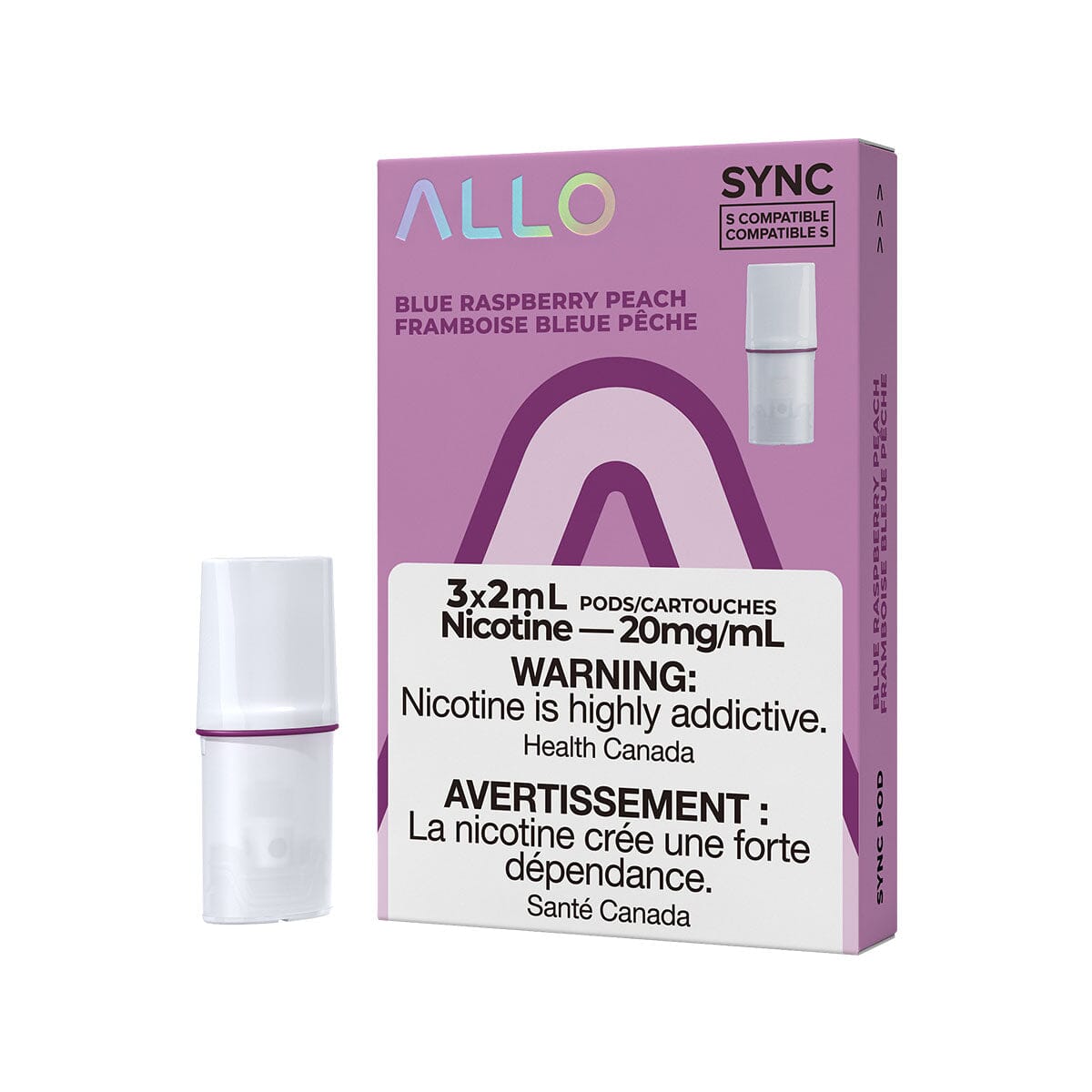 STLTH Compatible Allo Sync Blue Raspberry Peach Vape Pods Pre-filled Pod Allo Sync 