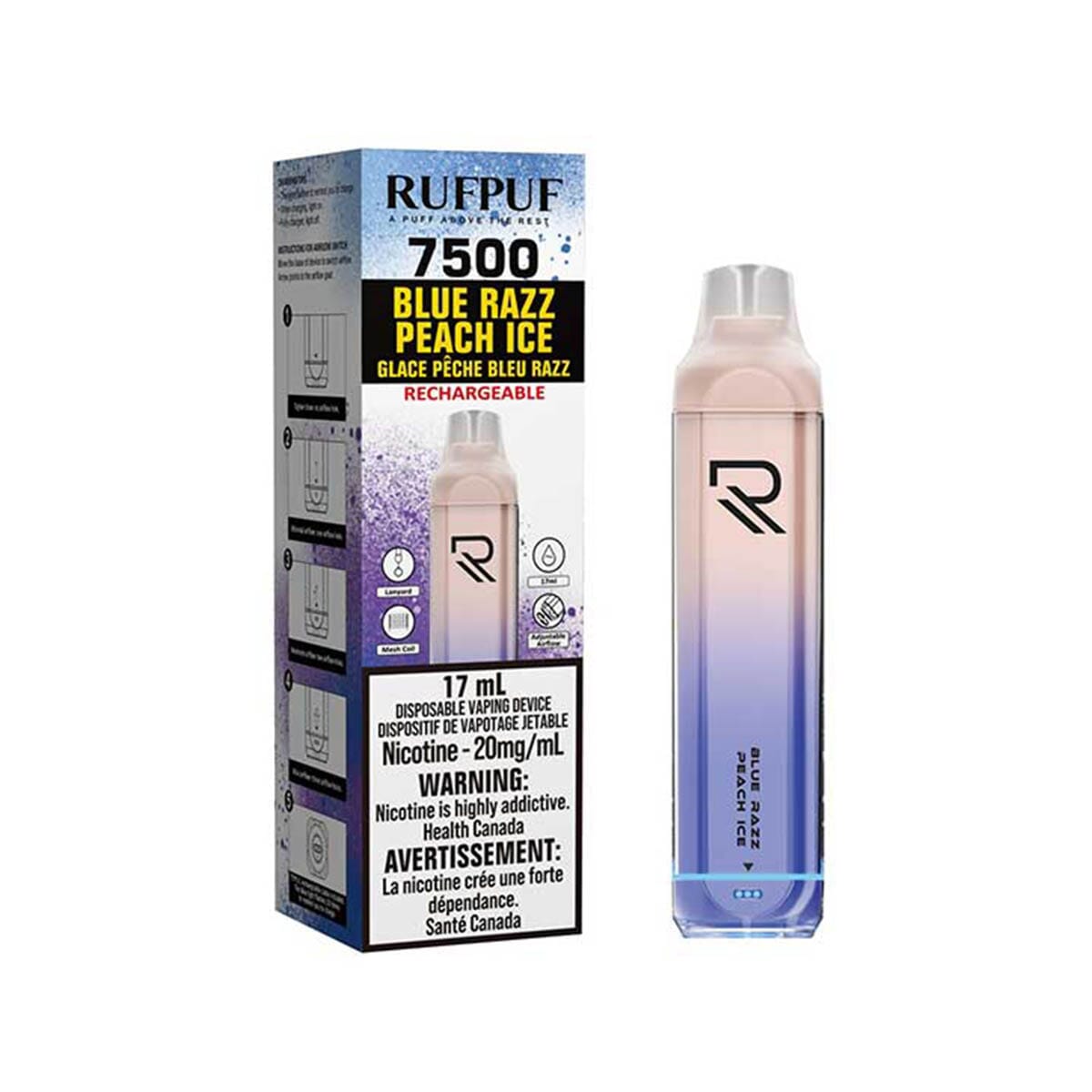 Gcore RUFPUF 7500 Blue Razz Peach Ice Disposable Vape Pen Disposable Gcore RUFPUF 7500 