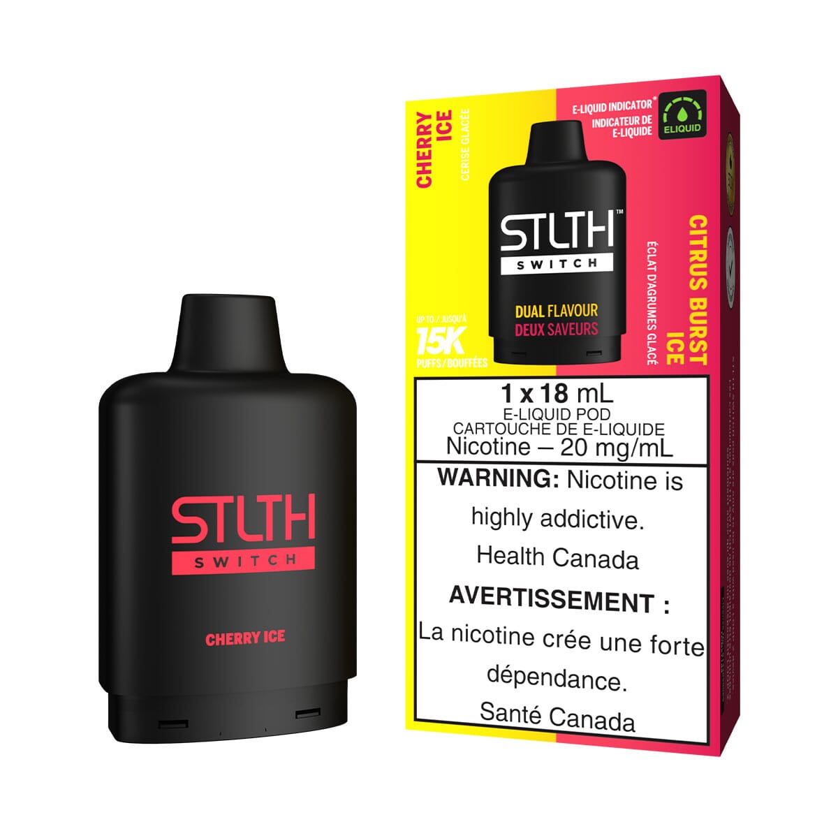 STLTH Switch Cherry Ice and Citrus Burst Ice Disposable Vape Pod Disposable STLTH 