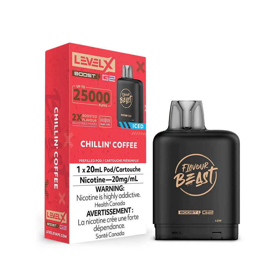 Flavour Beast Boost Level X Chillin Coffee Iced Disposable Vape Pod Disposable Level X 