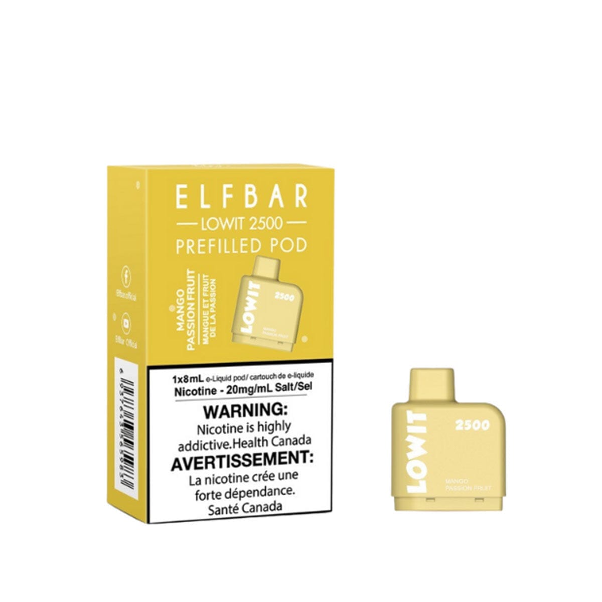 Elf Bar Lowit 2500 Mango Passionfruit Pre Filled Disposable Pod Pre-filled Pod Elf Bar 20mg/mL 