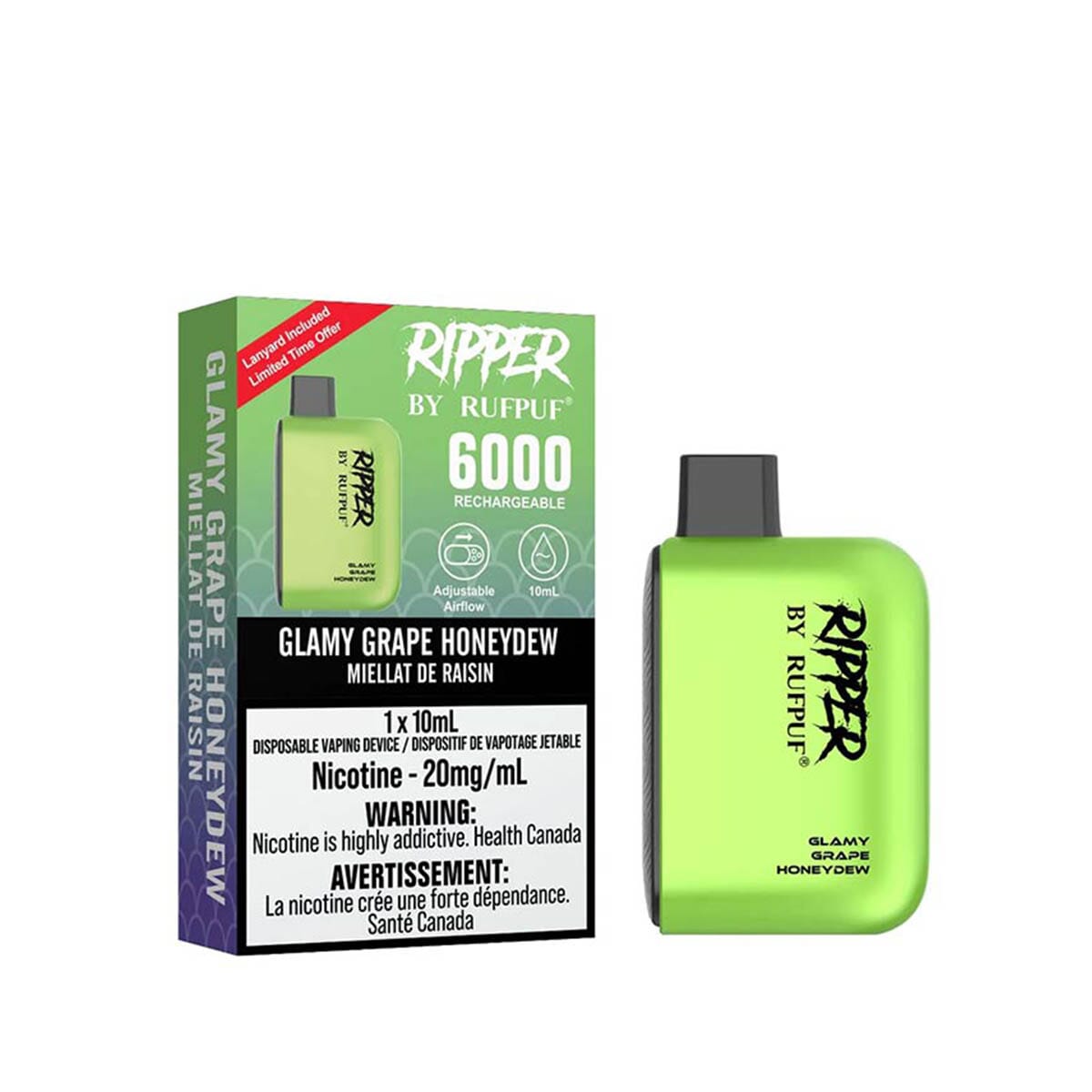 Gcore RUFPUF 6000 Glamy Grape Honeydew Disposable Vape Pen Disposable Gcore RUFPUF 6000 