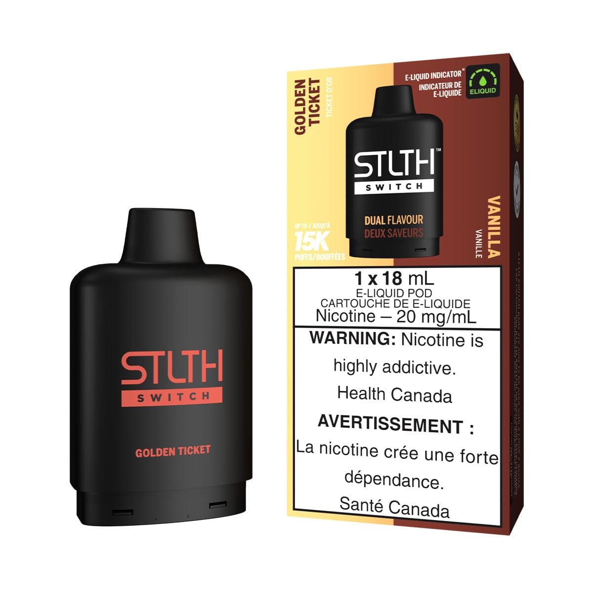 STLTH Switch Golden Ticket and Vanilla Disposable Vape Pod Disposable STLTH 