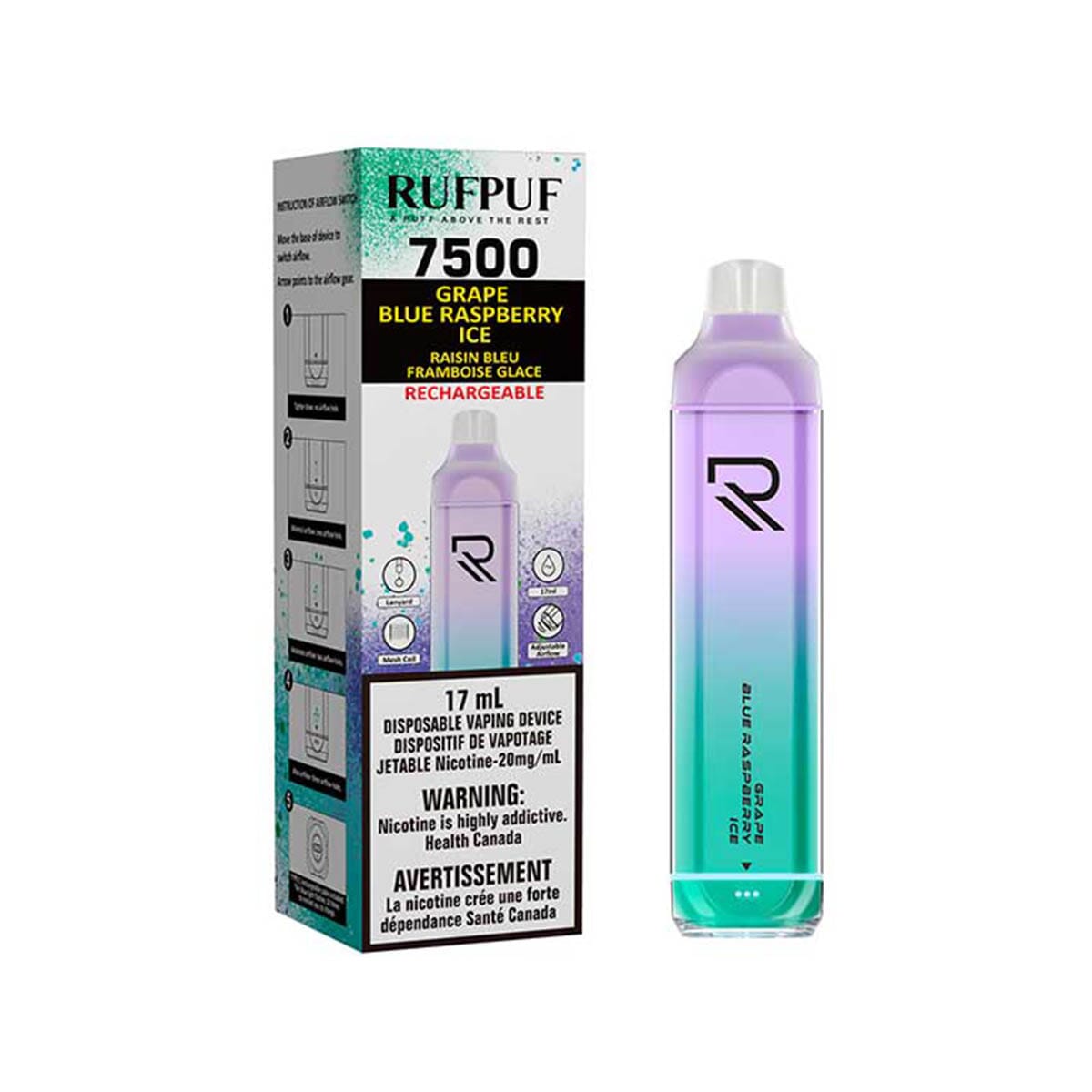 Gcore RUFPUF 7500 Grape Blue Raspberry Ice Disposable Vape Pen Disposable Gcore RUFPUF 7500 