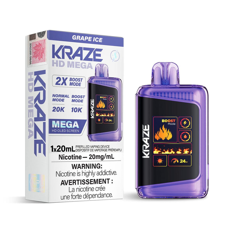 Kraze HD Mega Grape Ice Disposable Vape Disposable Kraze 