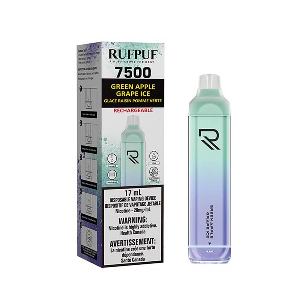 Gcore RUFPUF 7500 Green Apple Grape Ice Disposable Vape Pen Disposable Gcore RUFPUF 7500 