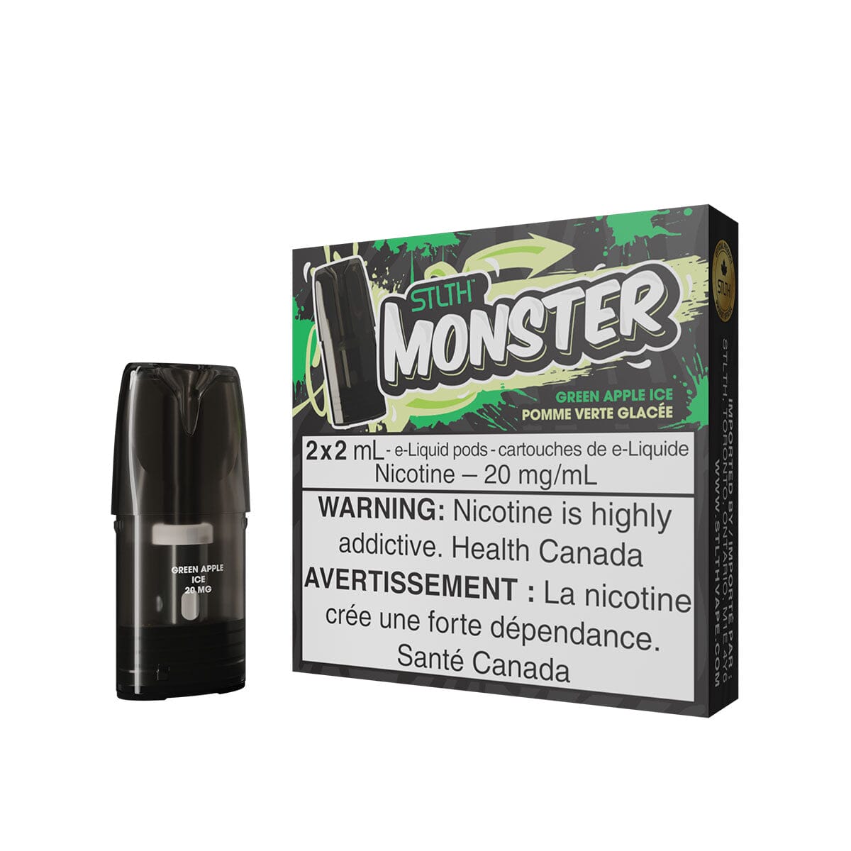 STLTH Monster Green Apple Ice Vape Pods Pre-filled Pod STLTH 