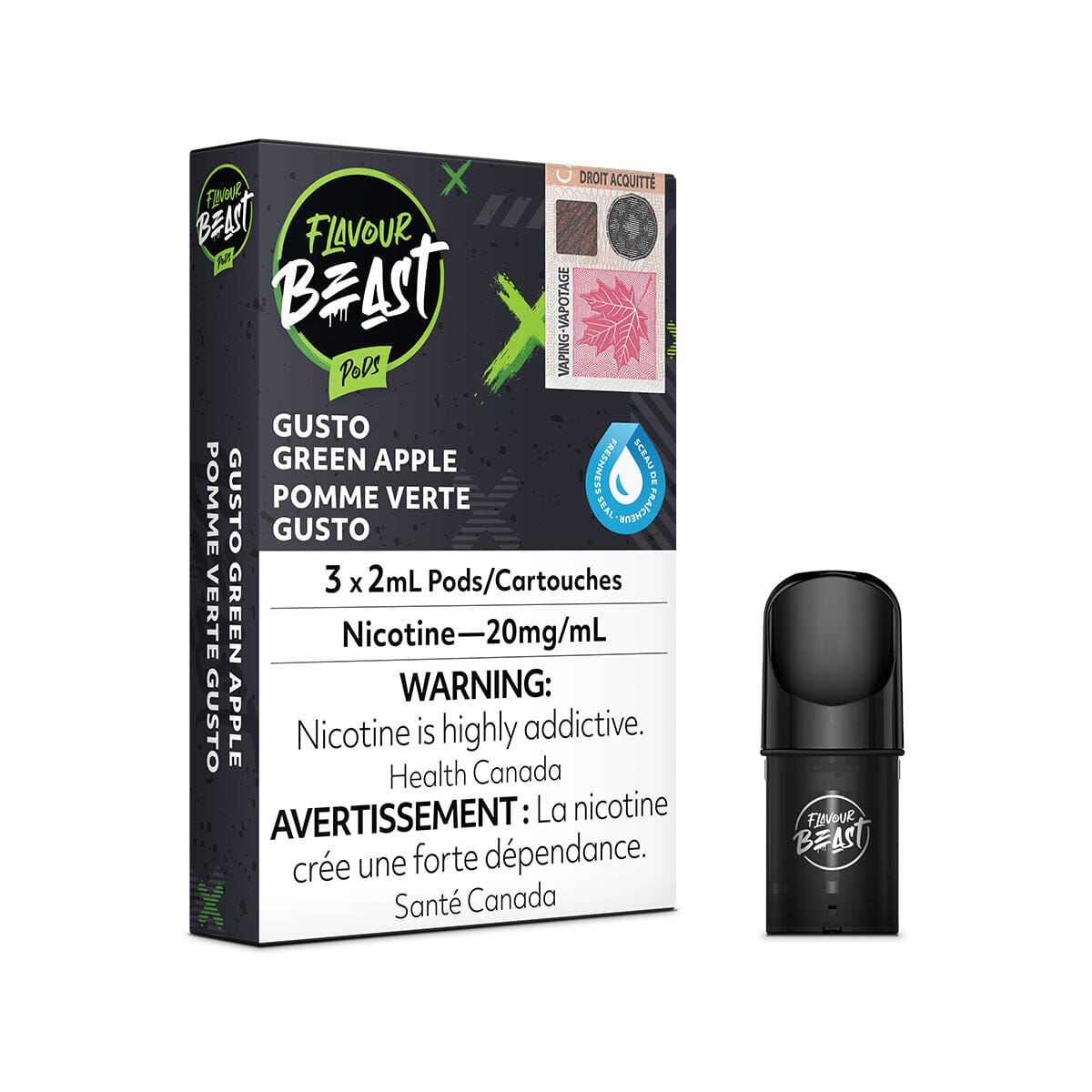 STLTH Compatible Flavour Beast Gusto Green Apple Vape Pods Pre-filled Pod Flavour Beast 