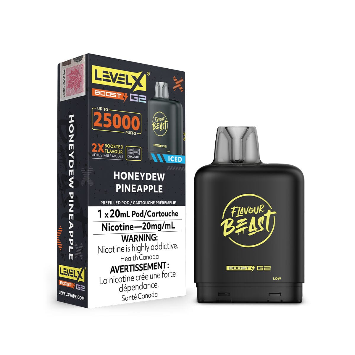 Flavour Beast Boost G2 Level X Honeydew Pineapple Disposable Vape Pod Disposable Level X 