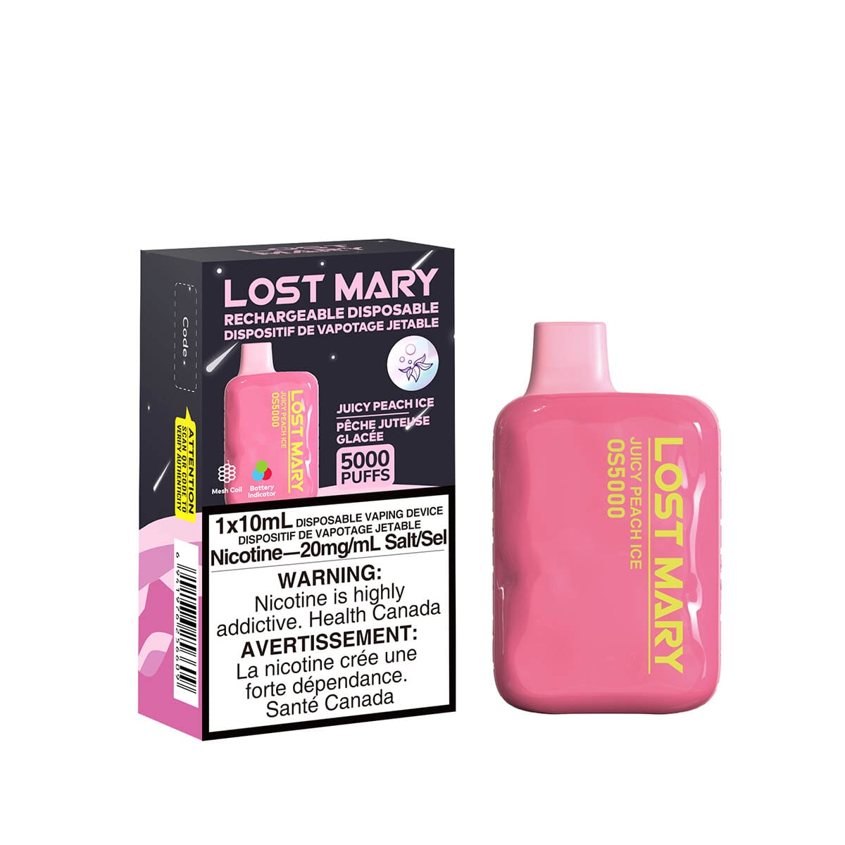 Lost Mary OS5000 Juicy Peach Ice Disposable Vape Pen Disposable Lost Mary 