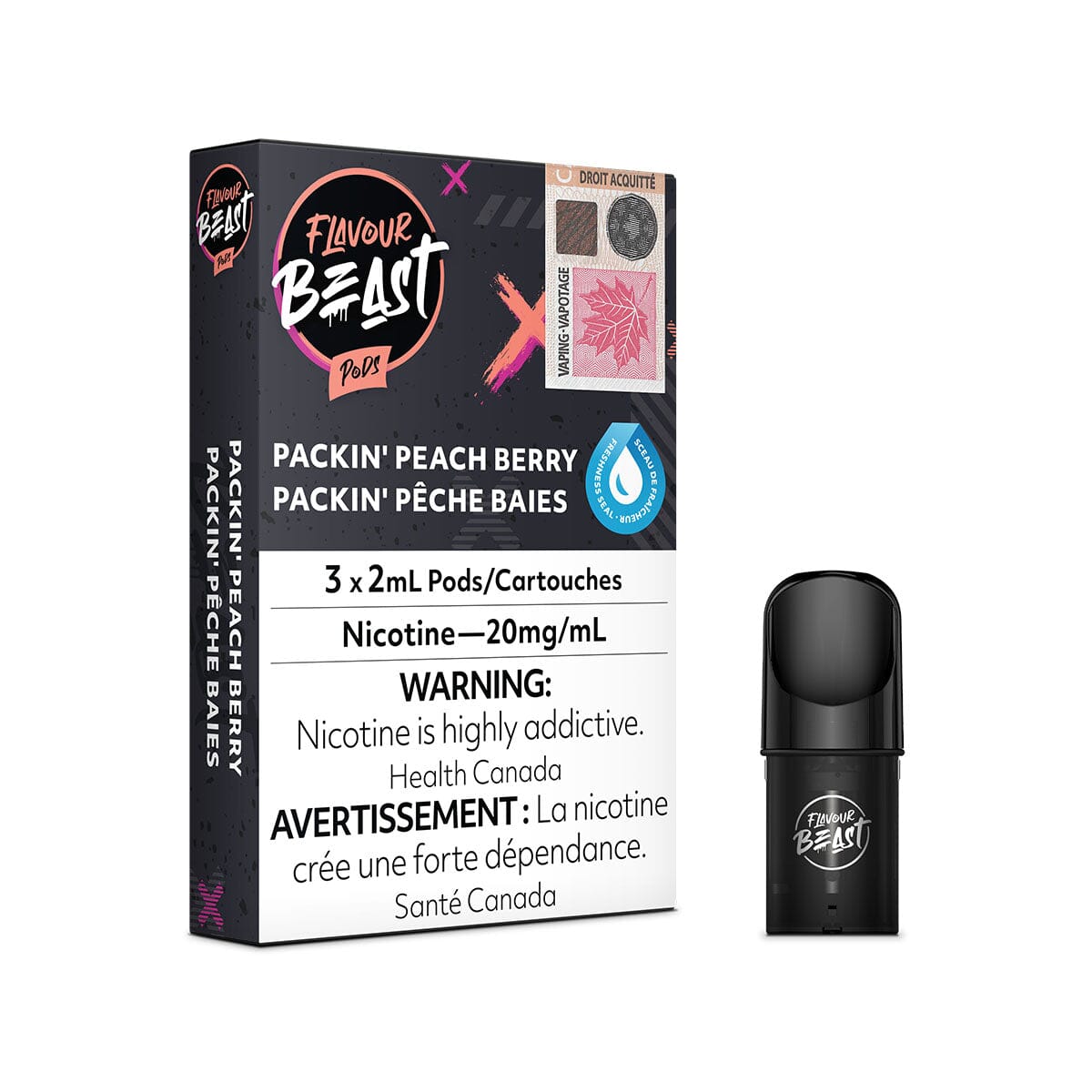 STLTH Compatible Flavour Beast Packin' Peach Berry Vape Pods Pre-filled Pod Flavour Beast 