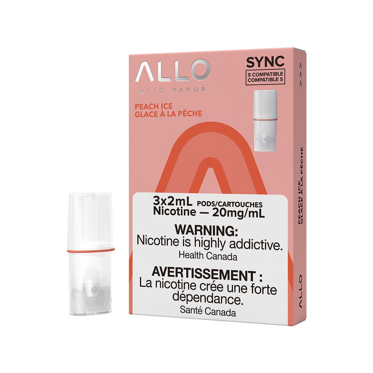 STLTH Compatible Allo Sync Peach Ice Vape Pods Pre-filled Pod Allo Sync 