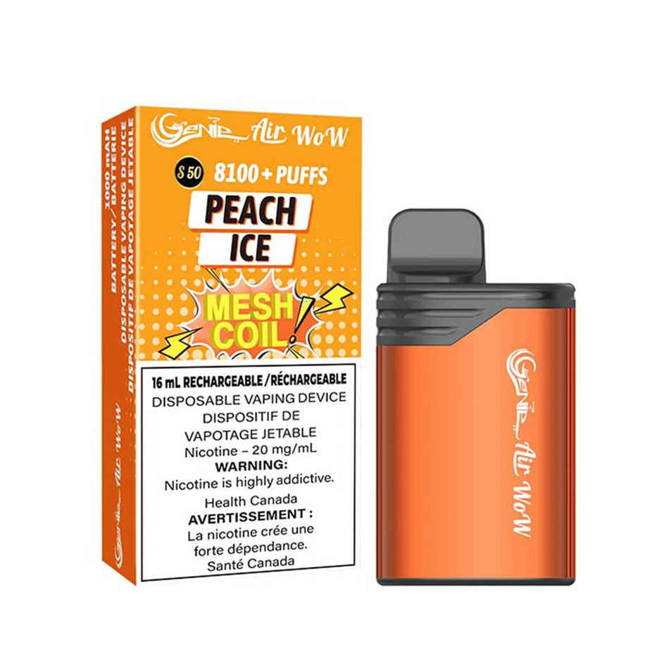 Genie Air Wow 8100 Peach Ice Disposable Vape Pen Disposable Genie Air Wow 8100 