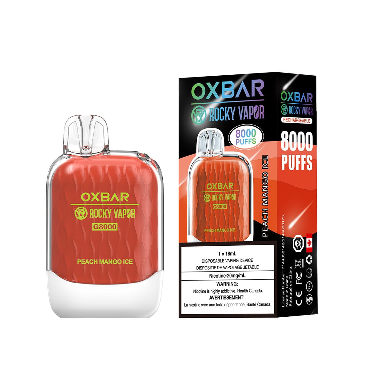 Oxbar G8000 Peach Mango Ice Disposable Vape Pen VapeMeet VapeMeet Inc