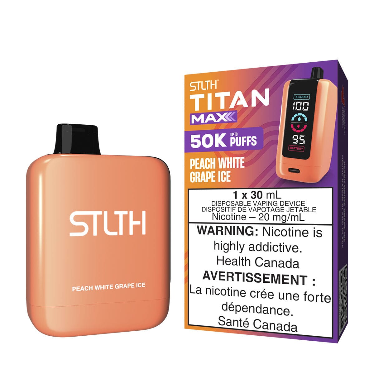 STLTH Titan Max Peach White Grape Ice Disposable Vape Disposable STLTH 