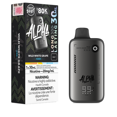 Flavour Beast Alpha Wild White Grape Iced 80K disposable vape 30mL 20mg nicotine Canada