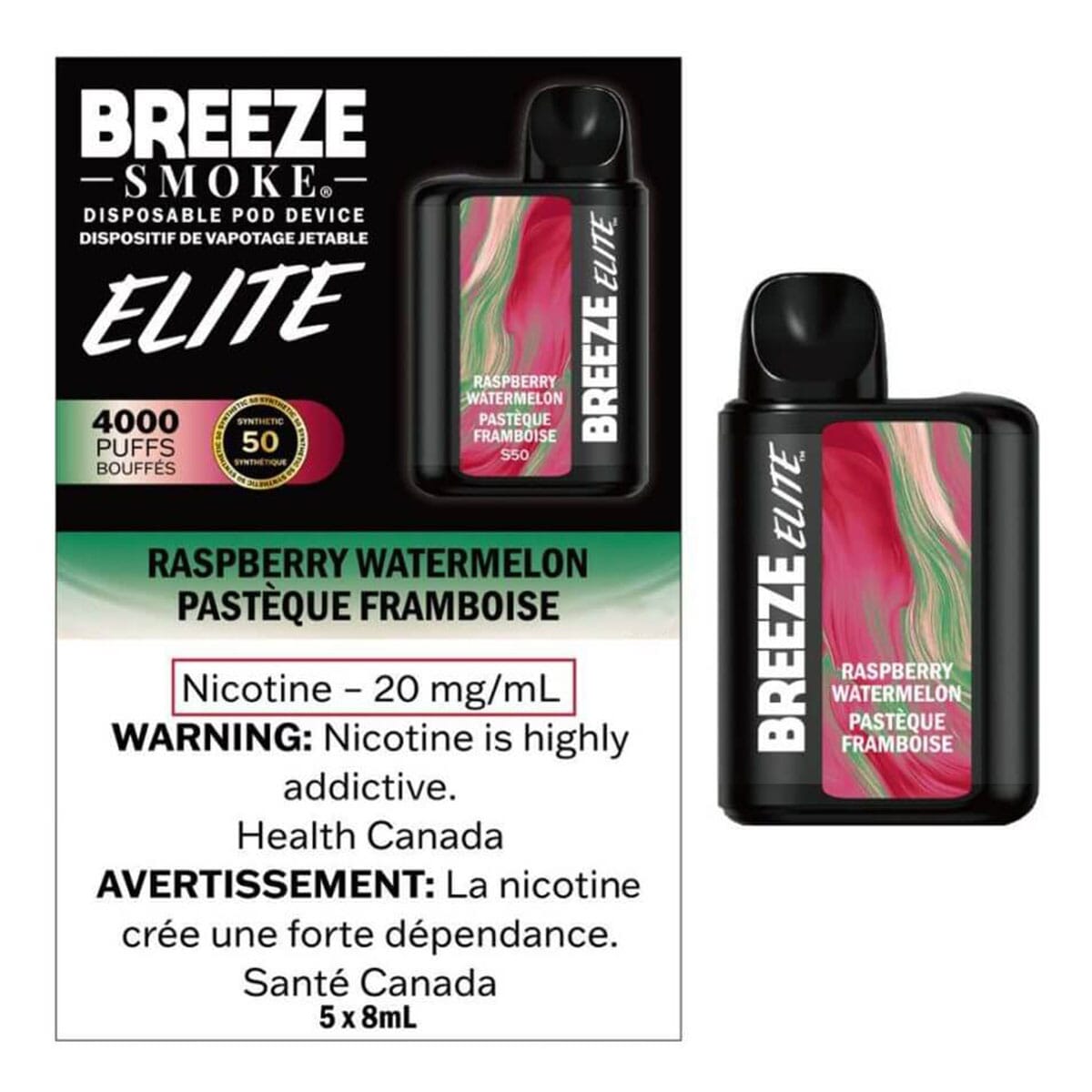 Breeze Elite 4000 Raspberry Watermelon Disposable Vape Pen Disposable Breeze 