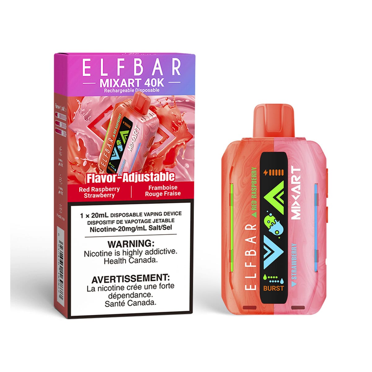 Vaping Rashberry Elf Bar MixArt Red Raspberry Strawberry Disposable Vape - VapeMeet Inc