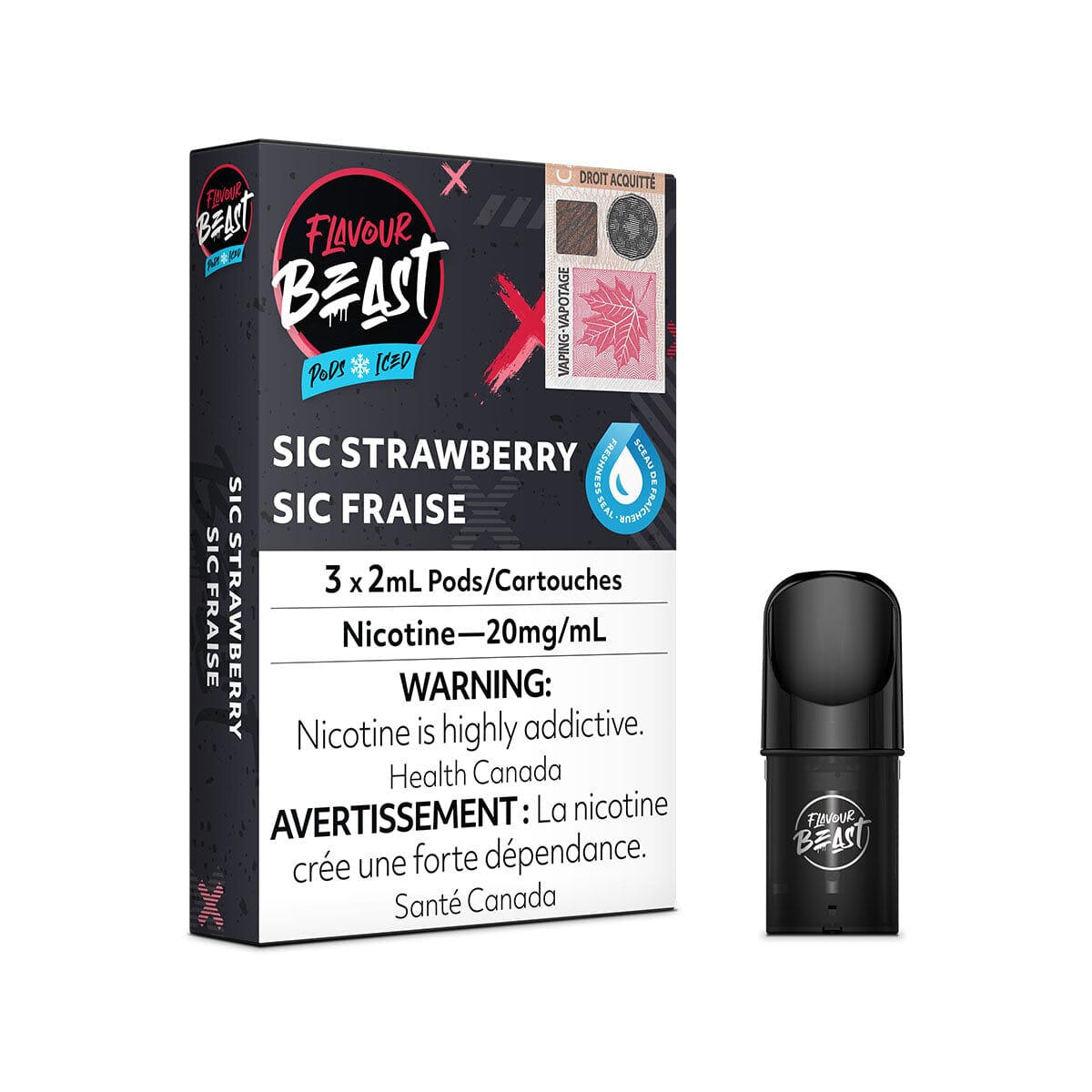 STLTH Compatible Flavour Beast Sic Strawberry Iced Vape Pods Pre-filled Pod Flavour Beast 