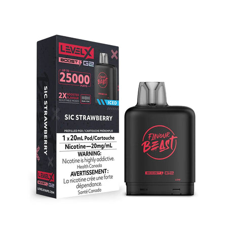 Flavour Beast Boost G2 Level X Sic Strawberry Iced Disposable Vape Pod Disposable Level X 