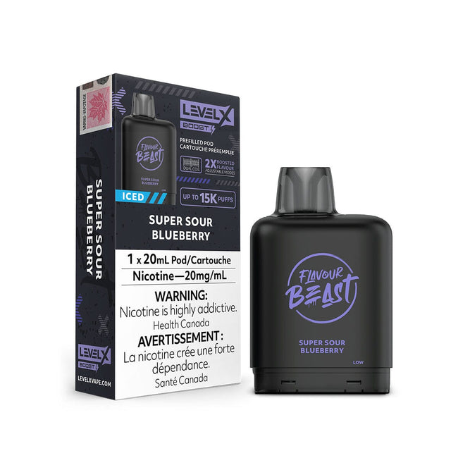 Flavour Beast Boost Level X Super Sour Blueberry Iced Disposable Vape Pod Disposable Level X 