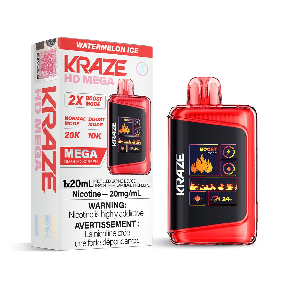 Kraze HD Mega Watermelon Ice Disposable Vape Disposable Kraze 