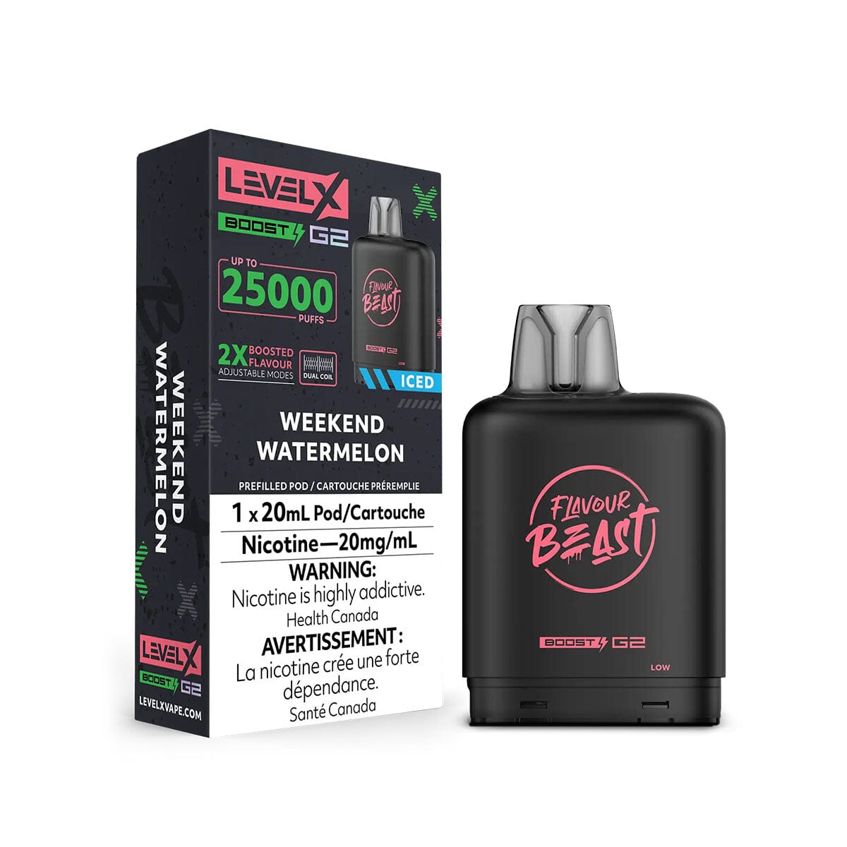 Flavour Beast Boost G2 Level X Weekend Watermelon Iced Disposable Vape Pod Disposable Level X 
