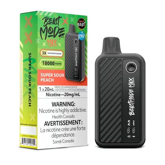 Flavour Beast Beast Mode Max Super Sour Peach Disposable Vape Disposable Flavour Beast 