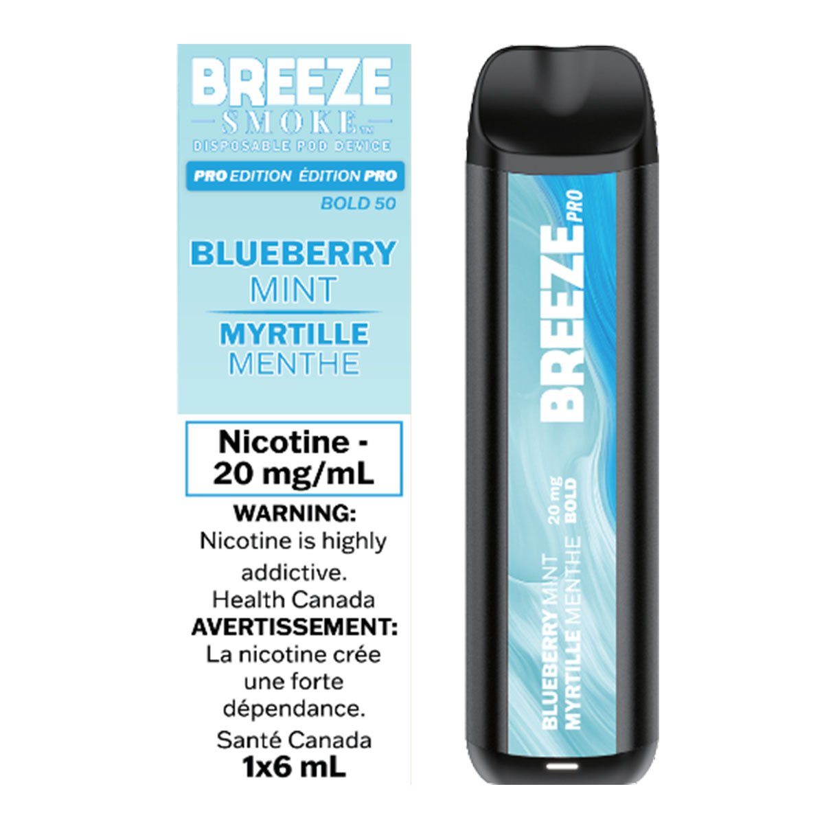 Breeze Pro - Blueberry Mint Disposable Breeze Smoke 20mg/mL (Bold 50) 
