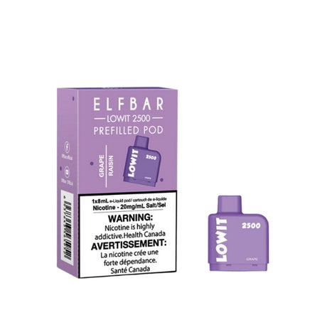 Elf Bar Lowit 2500 Grape Pre Filled Disposable Pod Pre-filled Pod Elf Bar 20mg/mL 