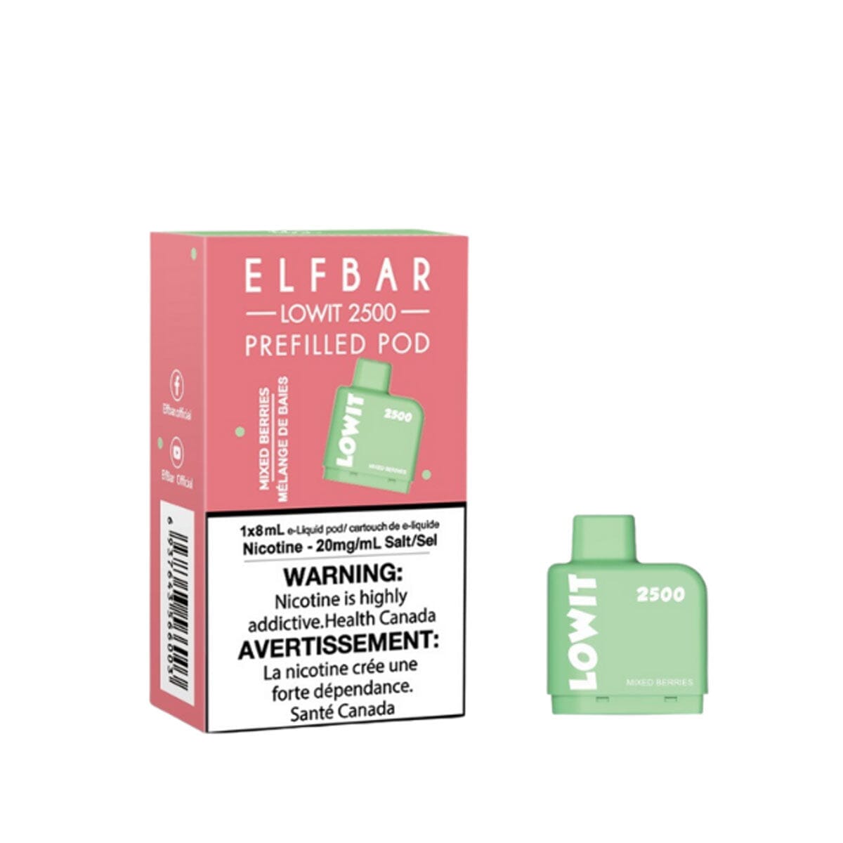 Elf Bar Lowit 2500 Mixed Berries Pre Filled Disposable Pod Pre-filled Pod Elf Bar 20mg/mL 